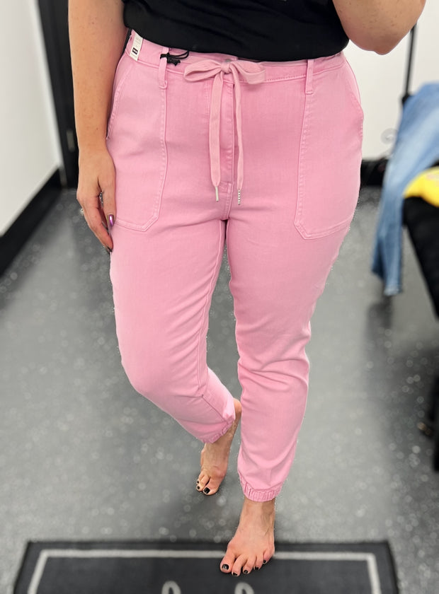 Judy Blue Pink Garment Dyed Joggers