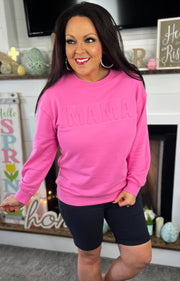 Mama Embossed Pink Pullover