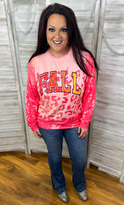 Pink Leopard Bleached Fall Pullover (S-2X) (8514593620261)