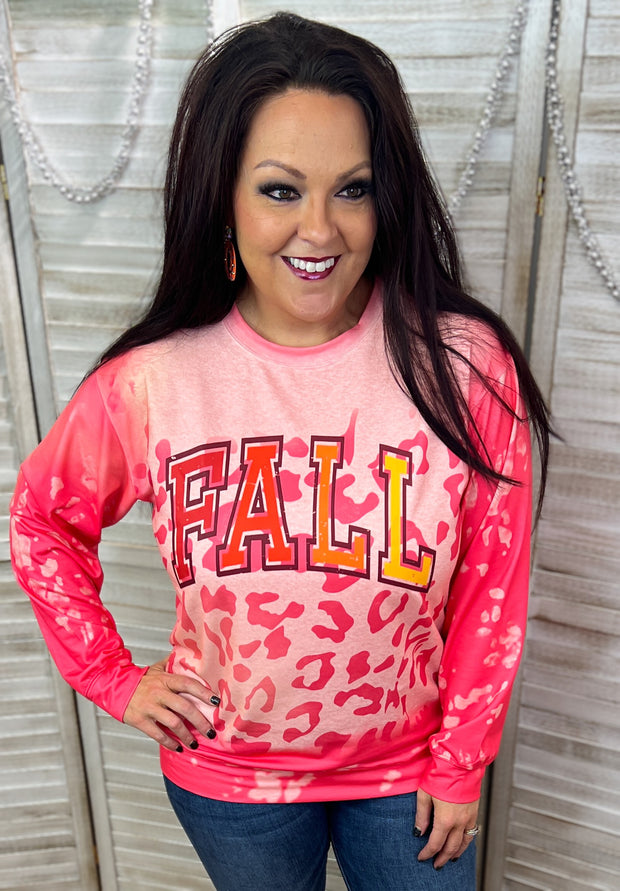 Pink Leopard Bleached Fall Pullover (S-2X) (8514593620261)