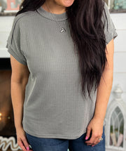 Grey Corded Top w/Inverted Seam Detail