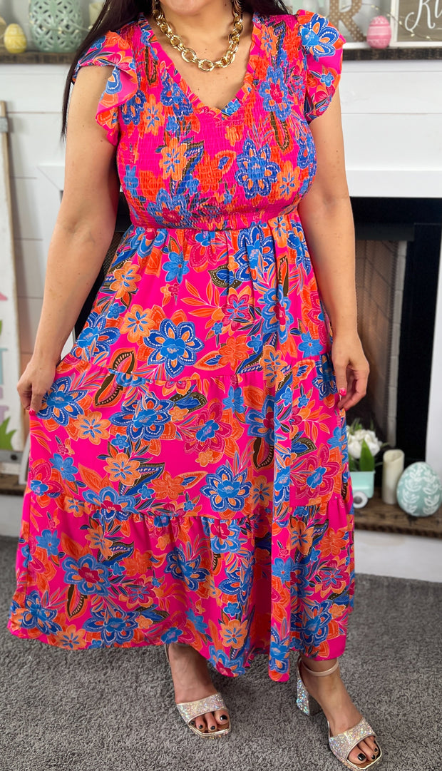 Floral Smocked Tiered Maxi Dress