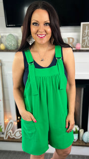Kelly Green Overall Romper