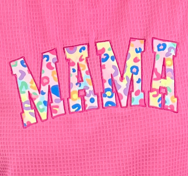 {RESTOCKED}Mama Embroidered Waffle Knit Shorts Set