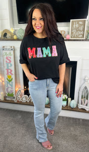Mama Chenille Patch Oversized Top