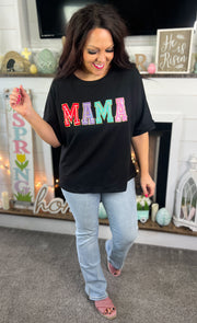 Mama Chenille Patch Oversized Top
