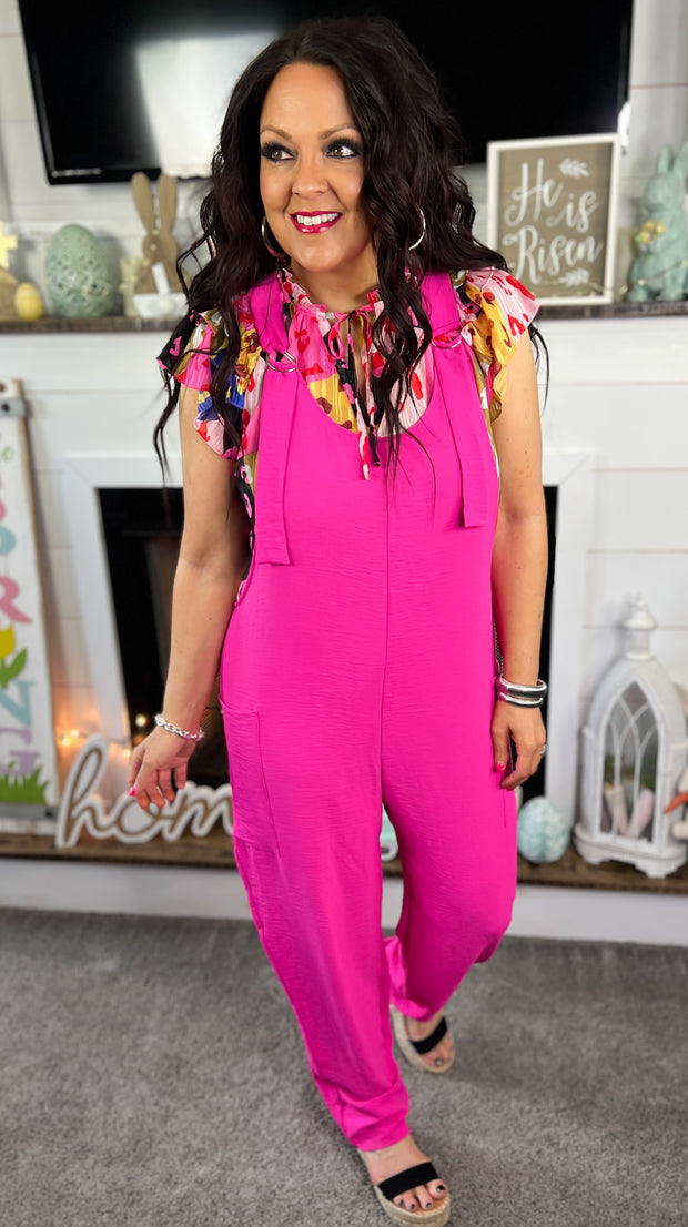 Hot Pink Airflow Overall Jumpsuit
