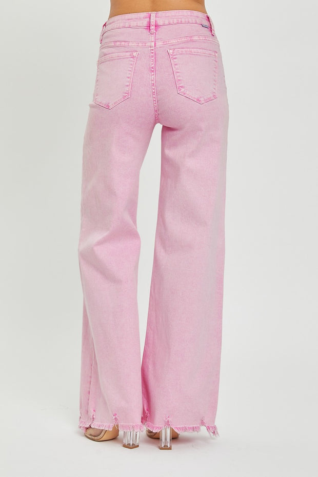 {ONLINE ONLY} RISEN Acid Pink Wide Leg Jeans