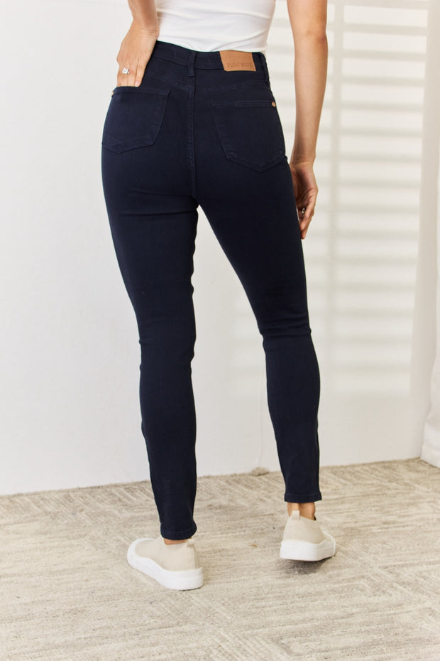 {ONLINE ONLY} Judy Blue Navy Garment Dyed Tummy Control Skinny Jeans