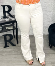 Judy Blue White Bootcut Jeans w/Slit Hem (8089434521893)