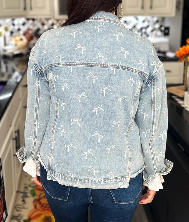 {PREORDER} Bow Design Denim Jacket