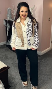 {PREORDER} Quilted Patchwork Leopard Button Front Jacket