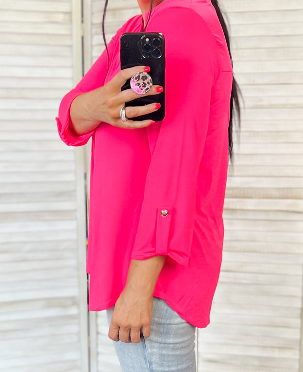 Lizzy Solid Hot Pink Top