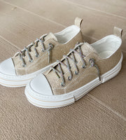 Very G Aman Gold Sparkle Sneakers w/Rhinestone Laces