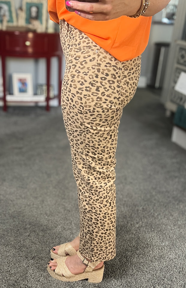 {PREORDER} Risen Leopard Ankle Cropped Straight Fit Jeans