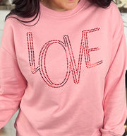 Pink Pullover w/Red Metallic Love Design