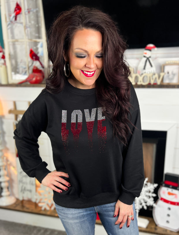 Rhinestone Love Pullover (S-2X)