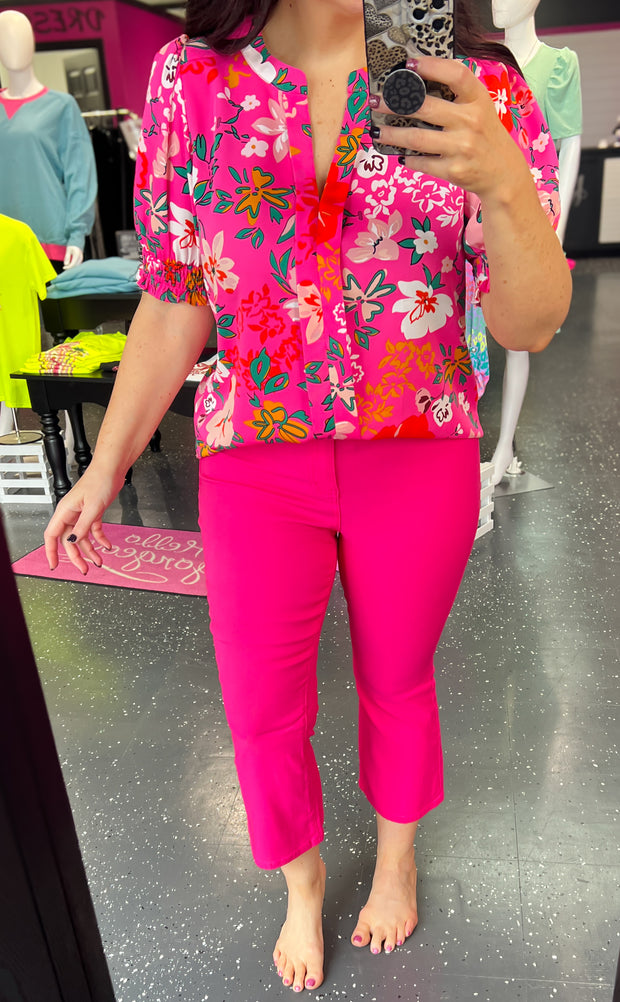 French Pink YMI Hyperstretch Cropped Kick Flare Pants