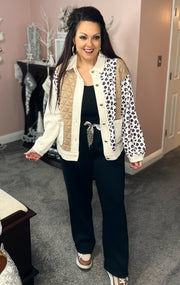 {PREORDER} Quilted Patchwork Leopard Button Front Jacket