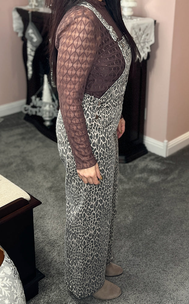 {PREORDER} Leopard Denim Overalls