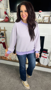 Lavender Stripe Oversized Pullover