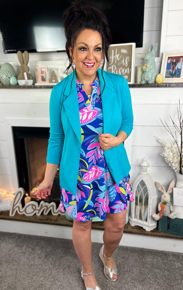 Dear Scarlett Magic 3/4 Sleeve Blazer~Tropic Teal