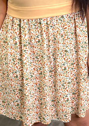 Peach Ditzy Floral Mixed Media Dress