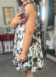 Floral Flutter Sleeve Tiered Dress