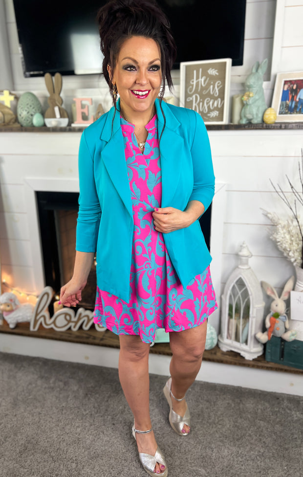 Dear Scarlett Magic 3/4 Sleeve Blazer~Tropic Teal