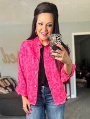 {PREORDER} Pink Leopard Frayed Hem Jacket