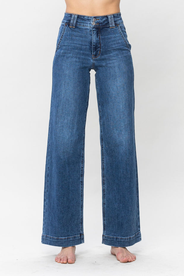 Judy Blue Double Button Wide Leg Trouser Jeans