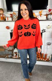 Jack-o-Lantern Faces Sweater