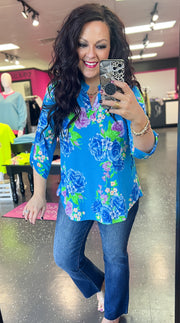 Blue Floral Lizzy Top