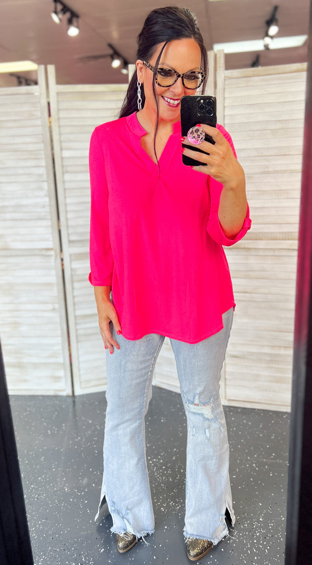 Lizzy Solid Hot Pink Top