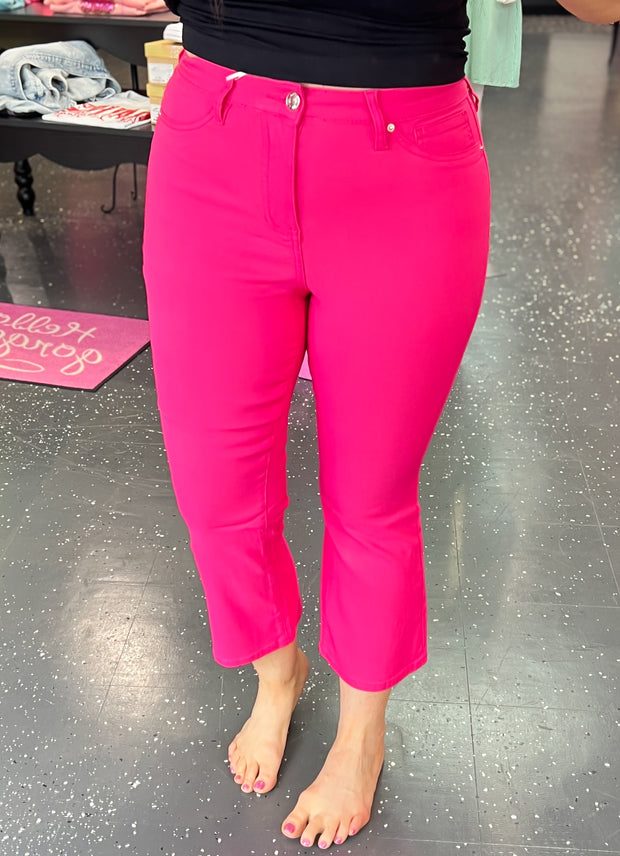 French Pink YMI Hyperstretch Cropped Kick Flare Pants