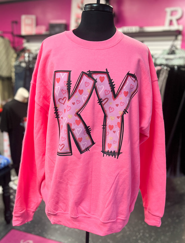 KY Heart Print Sweatshirt (S-2X)