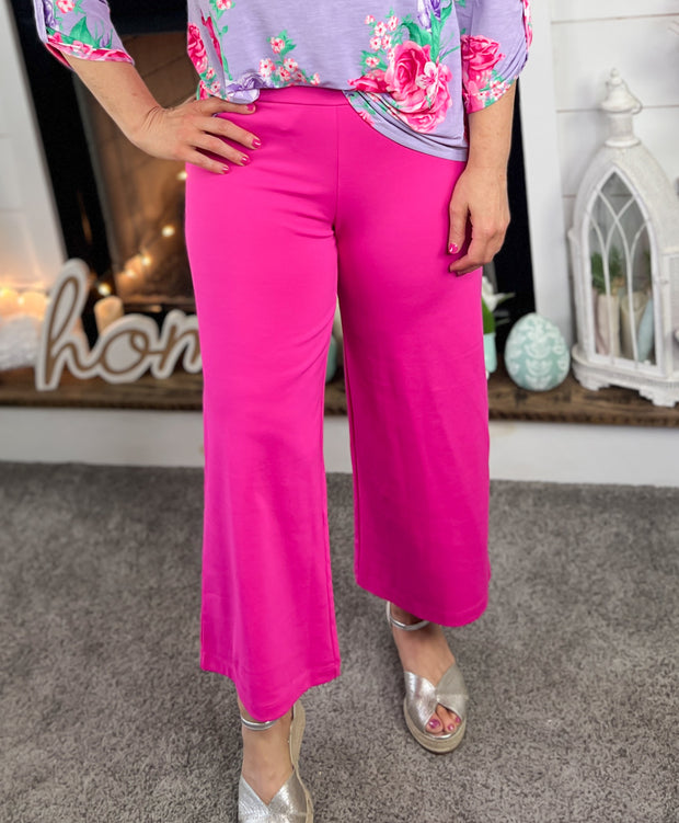 Dear Scarlett Magic Wide Cropped Pants~Hot Pink