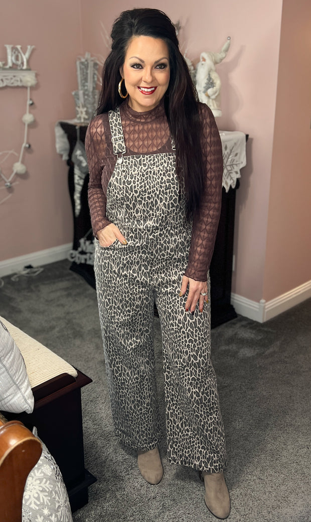 {PREORDER} Leopard Denim Overalls