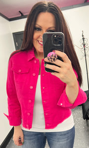 Malibu Pink Frayed Hem Jacket