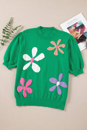 Floral Bubble Short Sleeve Sweater (2 COLORS)