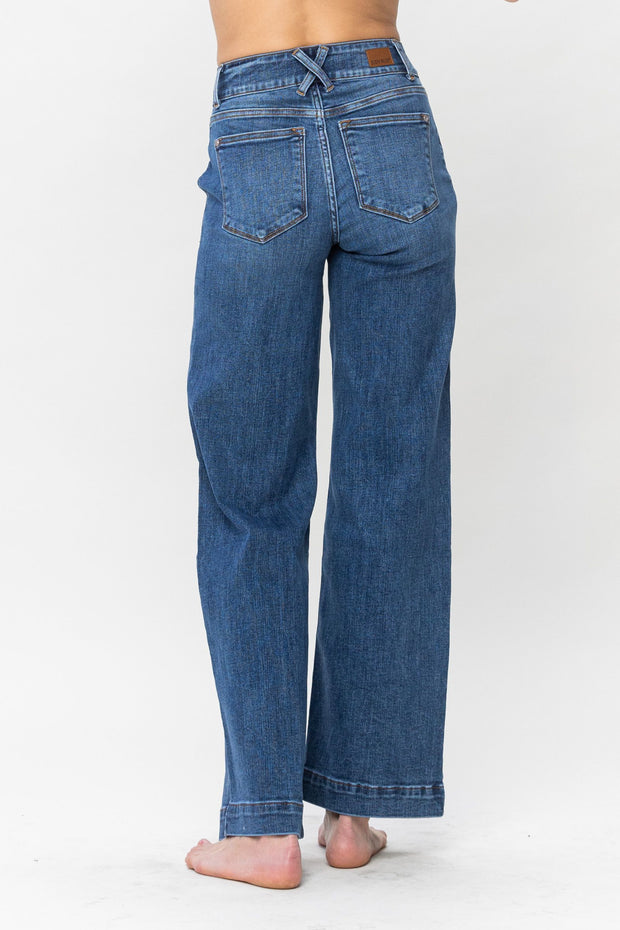 Judy Blue Double Button Wide Leg Trouser Jeans