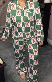 {PREORDER} Candy Cane Green Checked PJs