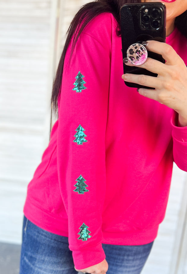 {PREORDER} Sequin Merry Christmas Tree Pink Pullover