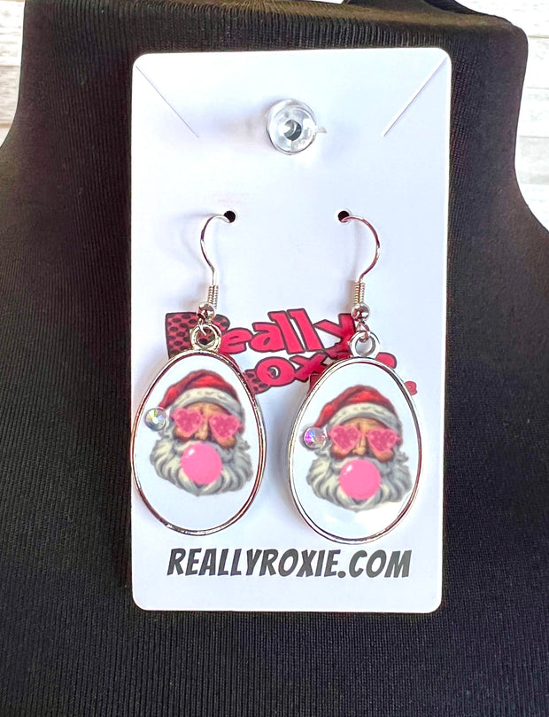 Bubble Blowing Santa Earrings