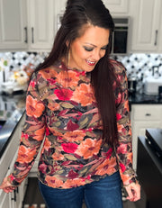 {PREORDER} Fall Floral Mesh Top