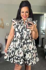 Floral Flutter Sleeve Tiered Dress
