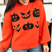 Jack-o-Lantern Faces Sweater