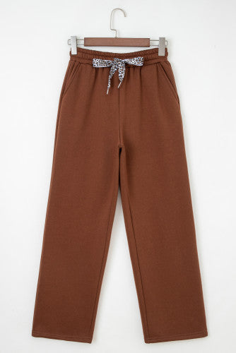 {PREORDER} Leopard Drawstring Fleece Lined Pants (2 Colors)