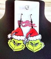 Grinch Acrylic Earrings