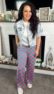 Light Wash Puff Sleeve Denim Jacket